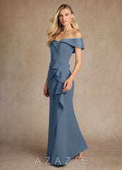 Azazie Laredo Twilight Mermaid Off the Shoulder Stretch Crepe Dress twilight