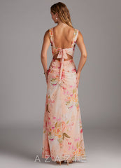 Azazie Jesaphine Abstract Bouquet Floral Sheath Bow Chiffon Dress abstract_bouquet_floral