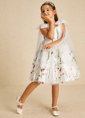 Azazie Prunella Ivory A-Line Lace Tulle Dress ivory
