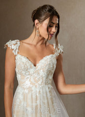 Azazie Moonstone Wedding Dress Diamond White Champagne A-Line Sweetheart Sequins