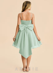 Azazie Arie Junior Agave A-Line Ruched Chiffon Dress