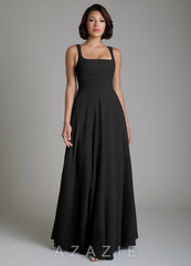 Azazie Azaria Black A-Line Corset Chiffon Dress