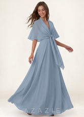 Azazie Matching Color Chiffon Tie-Front Shawl