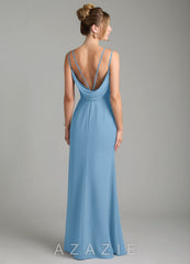 Azazie Egypt Steel Blue Sheath Sweetheart Neckline Chiffon Dress steel_blue