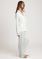 Long Sleeves and Pants Satin PJ Set white