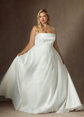 Azazie Fernanda Diamond White Ball-Gown Strapless Satin Dress diamond_white