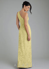Azazie Akilah Lemon Sorbet Mermaid One Shoulder Floral Burnout Dress lemon_sorbet