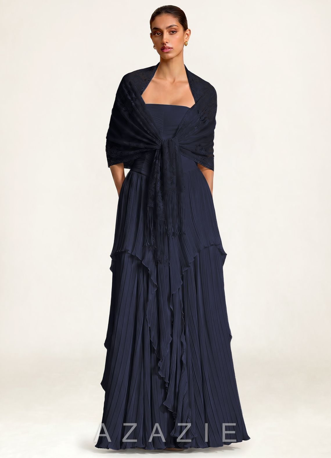 Azazie Floral Lace Tassel Shawl