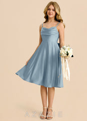 Azazie Bear Junior Dusty Blue A-Line Sweetheart Neckline Stretch Satin Dress dusty_blue