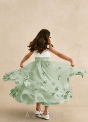 Azazie Vi Dusty Sage A-Line Sleeveless Tulle Dress dusty_sage