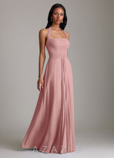 Azazie Clarisa Dusty Rose A-Line Pleated Chiffon Dress