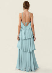 Nevieve Mist Satin Faced Chiffon Ruffles Summer Dress