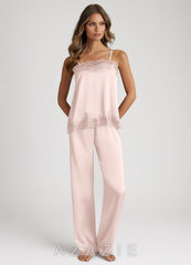 Lace and Satin Cami and Pants Pajama Set