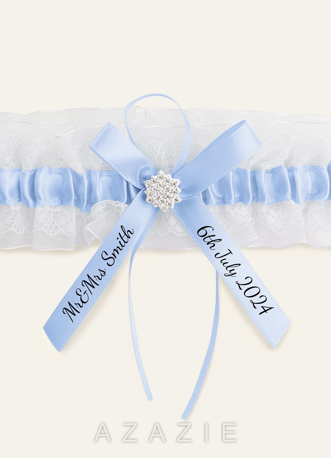 Personalized Lace Blue Wedding Garter