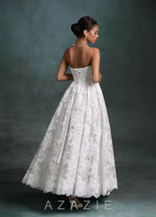 Azazie Brooklyn Diamond White Ball-Gown Strapless Lace Dress diamond_white