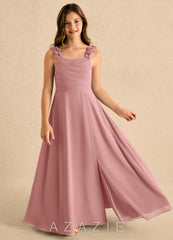 Azazie Masie Girls Formal Dusty Rose A-Line Pleated Chiffon Dress dusty_rose