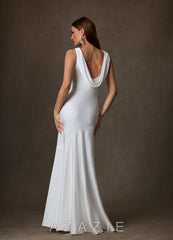 Azazie Yara Diamond White Mermaid Stretch Satin Dress diamond_white