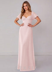 Azazie Fatima Blushing Pink A-Line with Pockets Chiffon Dress blushing_pink