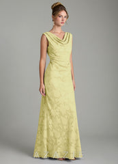 Azazie Kieryn Lemon Sorbet Mermaid Pleated Floral Burnout Dress lemon_sorbet