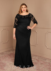 Azazie Alisondra Black Sheath Scoop Lace Lace Dress black