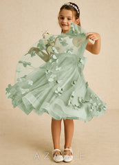 Azazie Sprout Dusty Sage A-Line Bow Tulle Dress dusty_sage