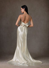 Azazie Kayla Antique White Mermaid Charmeuse Dress antique_white