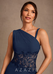 Azazie Kathie Dark Navy Mermaid Lace Chiffon Dress dark_navy