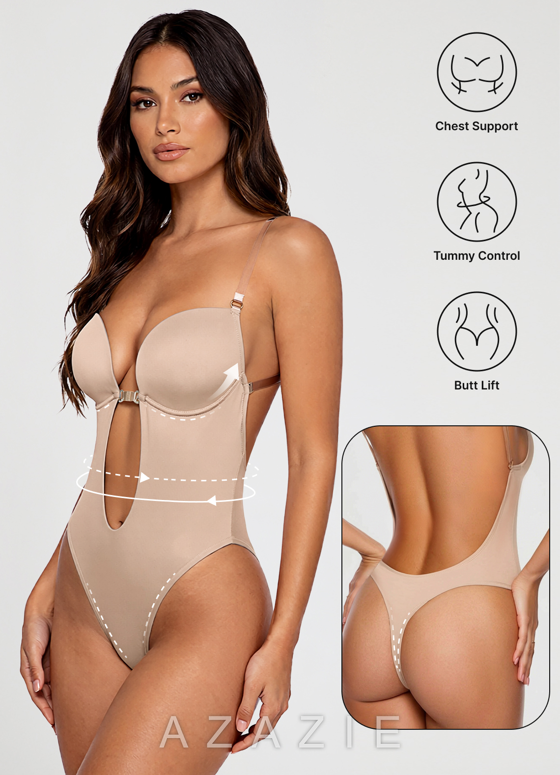 Azazie One Piece Seamless Backless Bodysuit
