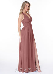 Azazie Jaclyn Desert Rose A-Line Pleated Chiffon Dress desert_rose