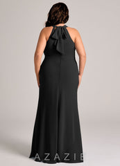 Azazie Doretta Black Mermaid Pleated Chiffon Dress black