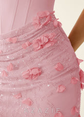 Otannia Pink Stretch 3D Flower Mini Dress