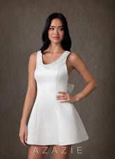 Azazie Carrie Diamond White A-Line Stretch Satin Dress