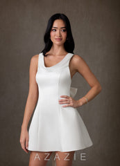 Azazie Carrie Diamond White A-Line Stretch Satin Dress