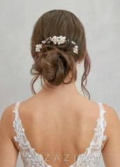Pearl Gold Hair Comb Set gold