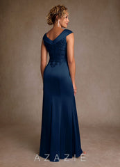 Azazie Santa Monica Dark Navy A-Line Lace Dress dark_navy