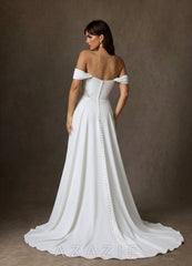 Azazie Ganelle Diamond White A-Line Sweetheart Neckline Crepe Back Satin Dress diamond_white