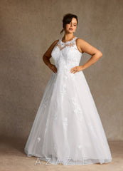 Azazie Melrose Wedding Dress Diamond White A-Line Sweetheart Lace Tulle Dress diamond_white