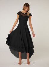 Azazie Shonda Black Lace Chiffon Dress