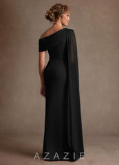 Azazie Bassi Black Mermaid Off the Shoulder Mesh Dress black