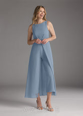 Azazie Anitta Dusty Blue Jumpsuit/Pantsuit Pleated Stretch Crepe Dress