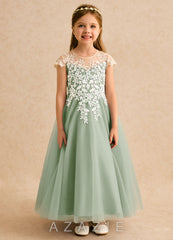 Azazie Dandelion Dusty Sage Ball-Gown Lace Dress dusty_sage