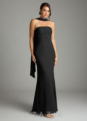 Azazie Saylor Black Mermaid Strapless Chiffon Dress