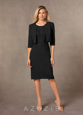 Azazie Ryne Black Sheath Lace Dress