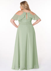 Azazie Dakota Dusty Sage A-Line V-Neck Pleated Chiffon Dress dusty_sage