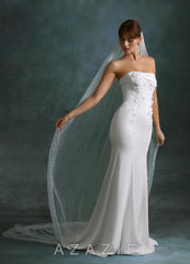 Azazie Katniss Diamond White Mermaid Strapless Crepe Back Satin Dress diamond_white