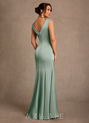 Azazie Franny Agave Sheath Lace Stretch Satin Dress agave