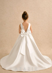 Azazie Ophelia Ivory Ball-Gown Bow Mikado Dress ivory