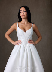 Azazie Anijah Diamond White Ball-Gown Stretch Mikado Dress diamond_white