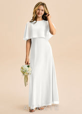 Azazie Maris Junior White A-Line Chiffon Dress