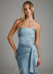 Azazie Janel Dusty Blue Mermaid Corset Stretch Satin Dress dusty_blue
